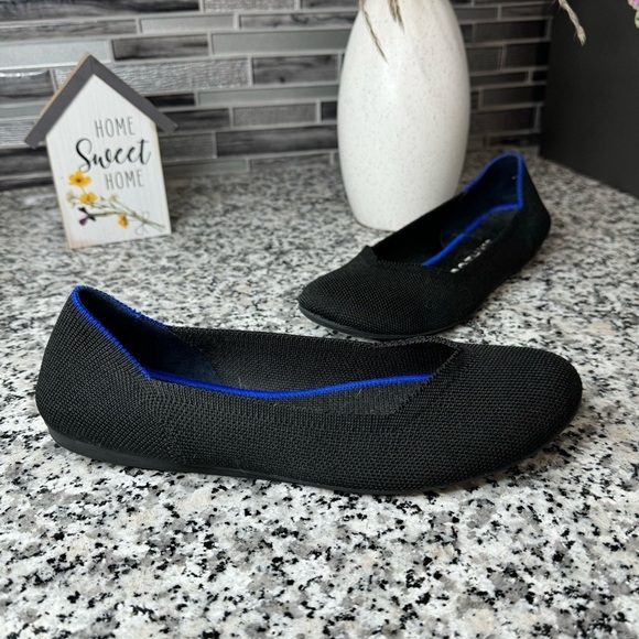 Rothy's | The Flat Women's Black Slip-On Shoes Classic Rounded Toe Flats Size 8 - Picture 1 of 15